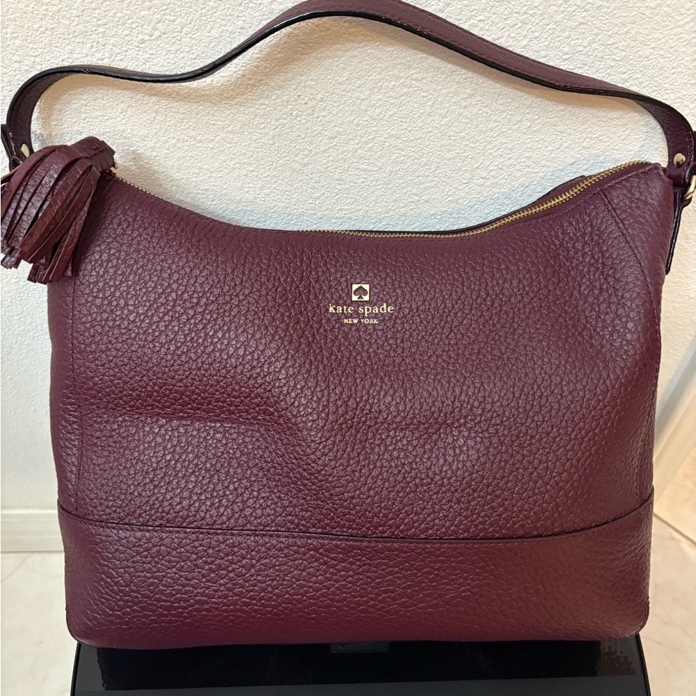 Kate Spade Red Hobo Bag with Tassel Detail